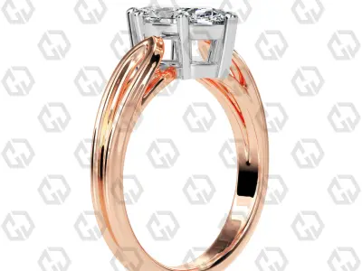 Ring 225 Marquise shape split shank solitaire ring with Gems 3D print model