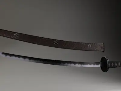 Japanese Katana Sword Low-poly 3D model