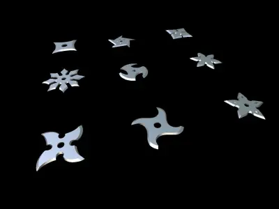 Set of 9 shurikens ready to print  3D Model Pack