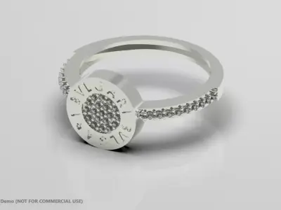 Bvlgari-Inspired Diamond Disc Ring Luxury 3DM Model 3D model