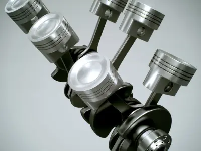 Animated V6 Engine Cylinders 3D model by NoneCG