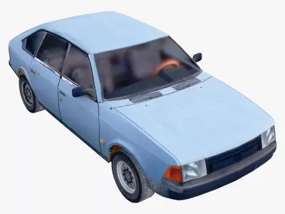 Old Car Hatchback 80s Low Poly M1 Low-poly 3D model
