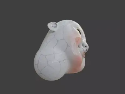 Cracked Porcelain Doll Head Low-poly 3D model