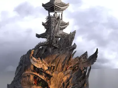 Ancient Jorogumo mountain 3  3D model