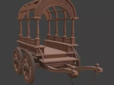 Ornate Wooden Carriage 3D Model 3D model purchase