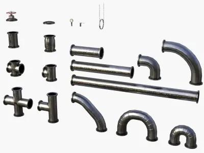 Clean Metal Pipes Low-poly 3D model