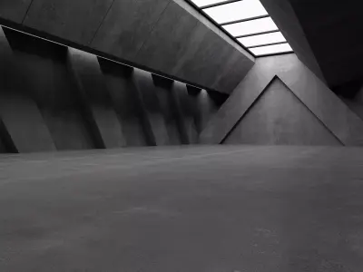 Brutalist Concrete Corridor Low-poly 3D model