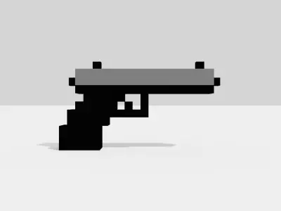 Voxel Pistol Low-poly 3D model