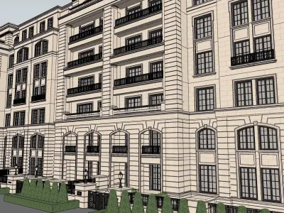Classical apartment commercial building 3d model 3D model