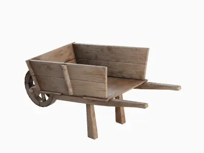 Medieval Wooden Cart 04 Low-poly 3D model