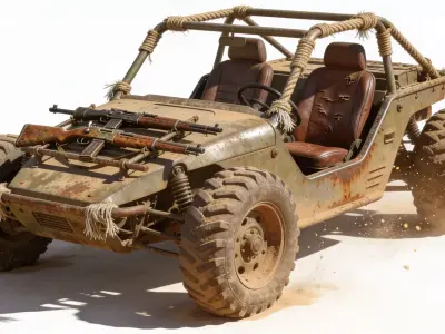 Post Apocalyptic Frontier Buggy 3D Model Low-poly 3D model