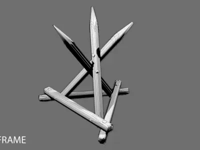 Military Barricade - Palisade 3D model