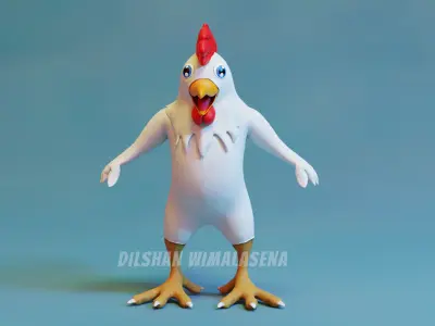 3D Chicken Character Low-poly 3D model