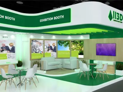 Exhibition Stand Stall Two Side Open 12X6 3D model