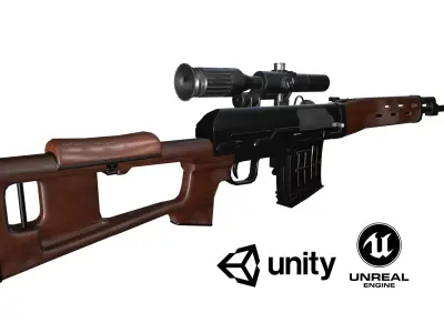 SVD soviet rifle Low-poly 3D model
