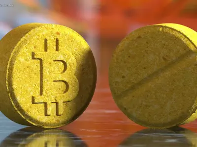 Ecstasy MDMA Pill with Bitcoin Logo 3D model