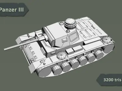 Panzer III Tank Pack Low-poly 3D model