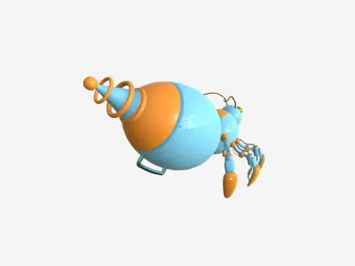 Cute Robot E07 Blue Orange - SciFi Character Design Low-poly 3D model