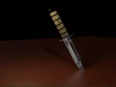 Knife on table Free 3D model