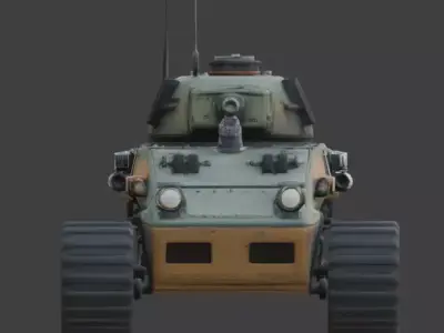 Stylized Chibi Sci-Fi Battle Tank Low-poly 3D model