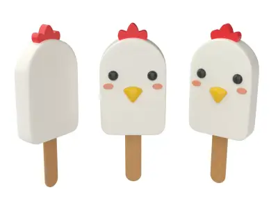 Cartoon Chicken Ice Cream Cute  Low-poly 3D model
