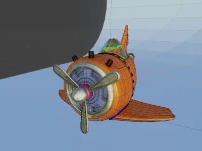 Aircraft orange toy airplane Free low-poly 3D model
