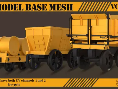 10 Wagon models Base Mesh - VOL01 Low-poly 3D model