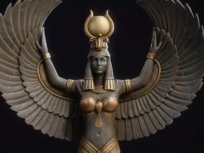 Egyptian Statue God Isis  Low-poly 3D model