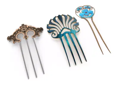 Hairbroochs steampunk hair comb Free 3D model