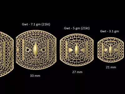 VR-PND2329 gold ornate belt buckles 3D print model