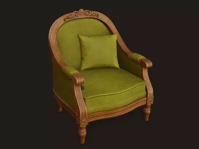 Vintage Armchair - PBR Game Ready Low-poly 3D model