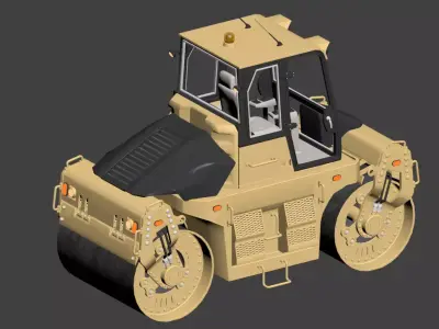 Double-drum vibratory roller 3D model