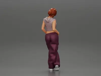 Chola girl Leaning On A Wall While Holding Her Legs Crossed 3D print model