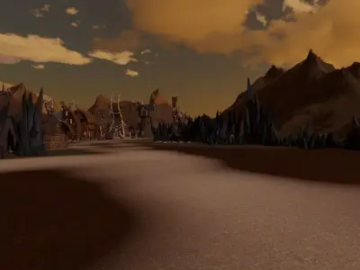 Desolate Settlement In Rugged Terrain 3D model