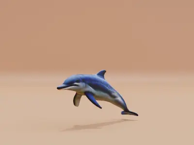Dolphin white and smooth skin Fish Low-poly 3D model