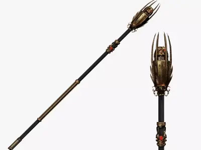 Cursed staff Low-poly 3D model