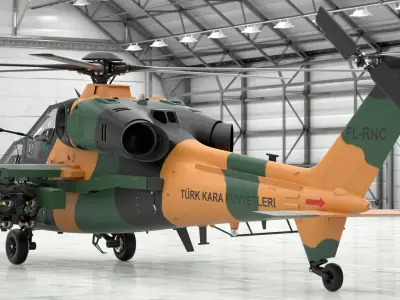 Green T129 ATAK Helicopter  purchase 3D model