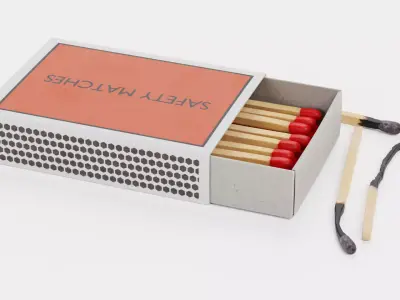 Matchbox with Matches V2 - Unlit and Burned - Custom Design 3D model