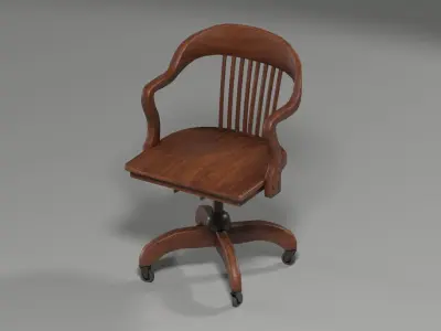 Wood Office Chair c 1940 Low-poly 3D model