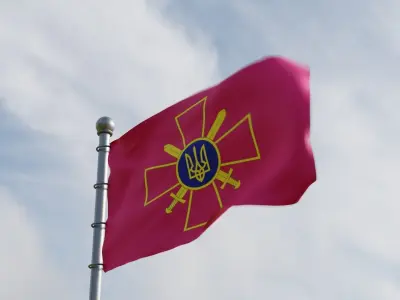 Animated Ukrainian flags 3D model