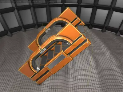 Futuristic Stairs - 3 - Orange Textures Low-poly 3D model