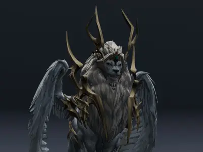 Seraphic Roar beast Animated Rigged 3D Model Low-poly 3D model