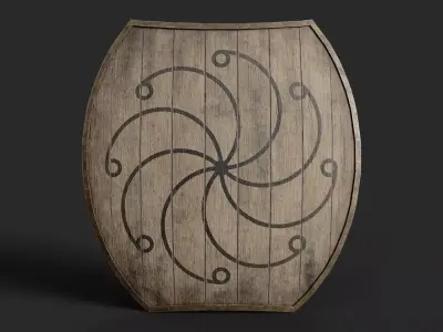 Slavic hybrid shield-painted black radial symbol Low-poly 3D model