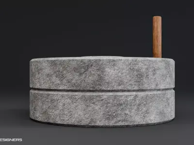Ancient Millstone Grinder Low-poly 3D model