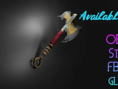 Game ready Fantasy Axe Free low-poly 3D model