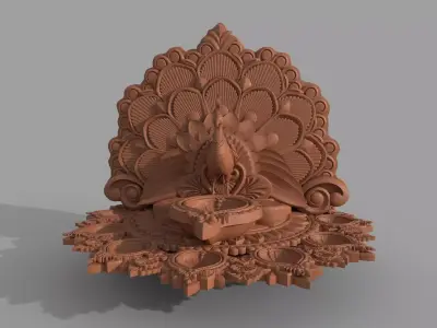 oil lamp clay peacocock 3D model