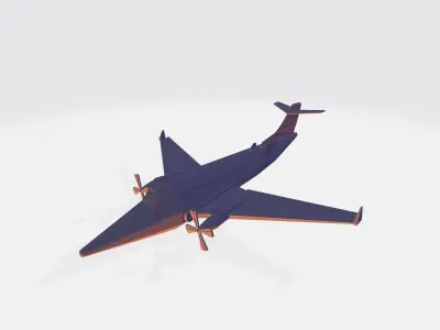 Bombardier jet with propeller   Low-poly 3D model