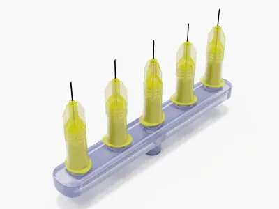 Multi Injector 5 Needles Straight Yellow 3D model
