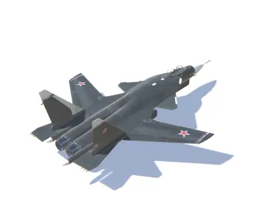 SU-47 Firkin Jet Fighter Aircraft Low-poly 3D model