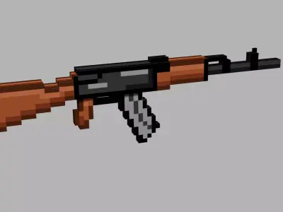 AK-74 pixel weapons Low-poly 3D model